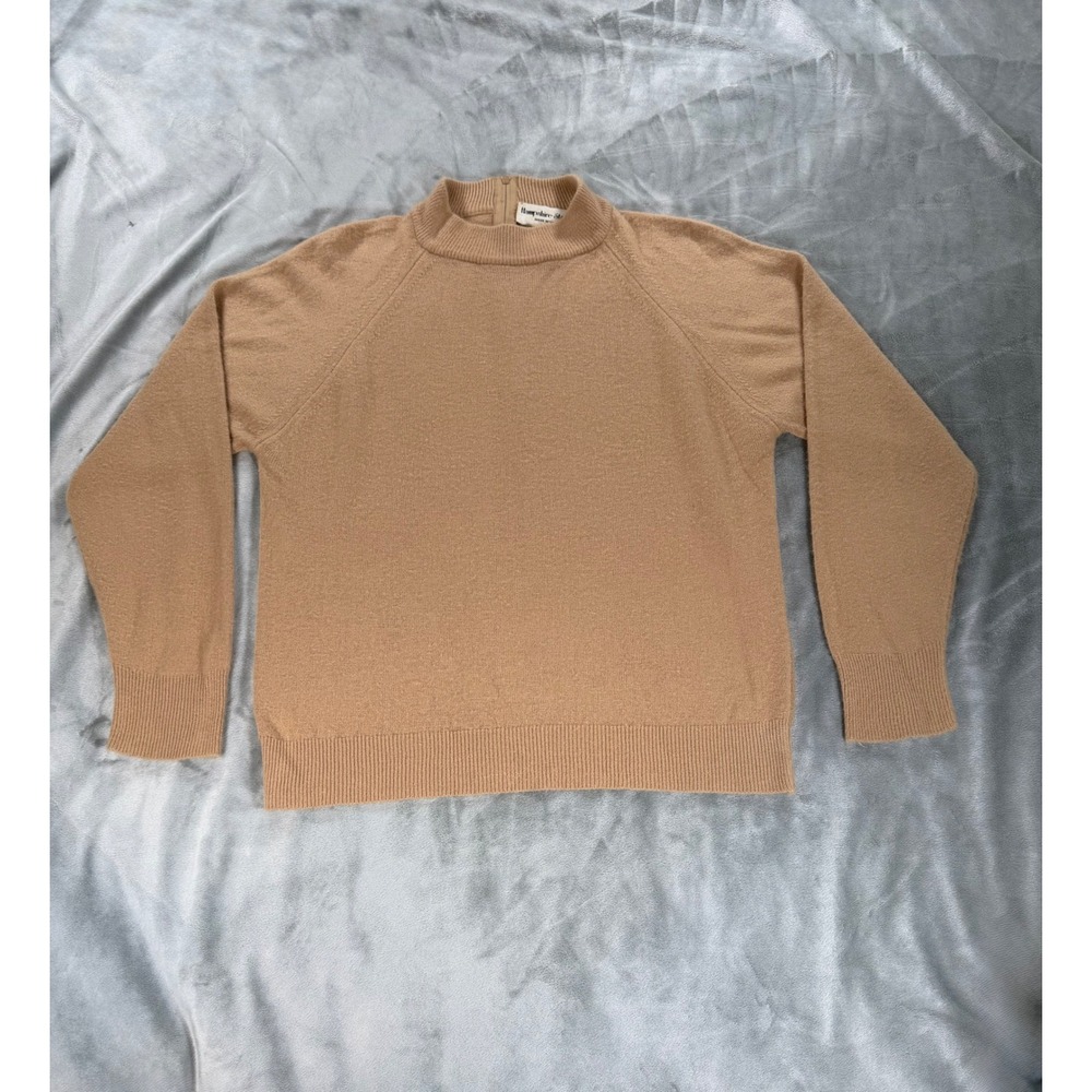 Vintage Hampshire Studio Sweater Women Sm Tan Beige Acrylic Back Zip Pullover